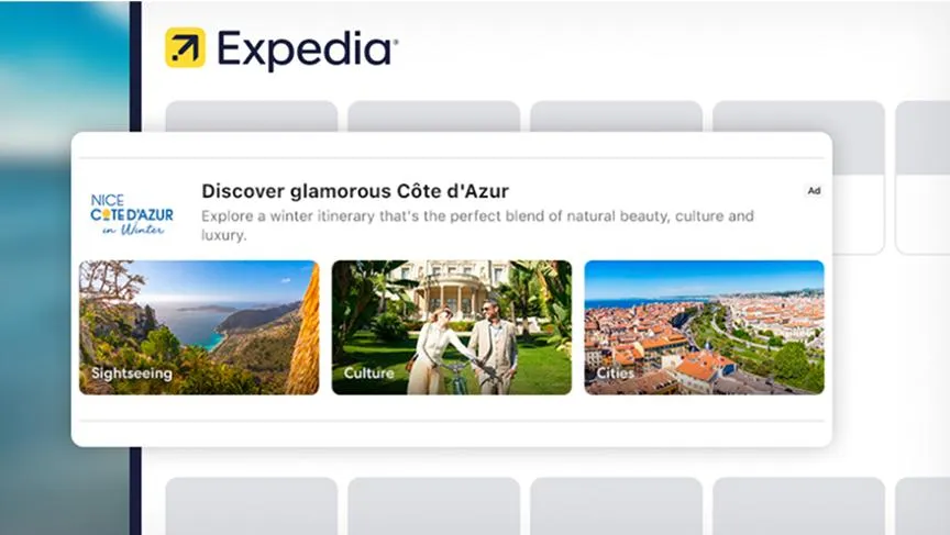 Destination Experience Gallery for Côte d’Azur: a logo, a headline and three themed photo tiles for sightseeing, culture and cities.